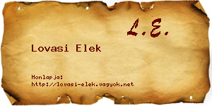 Lovasi Elek névjegykártya